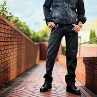 12oz SOFT BLACK DENIM 5P STRAIGHT GREY