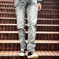 12oz SOFT BLACK DENIM 5P STRAIGHT LIGHT GREY