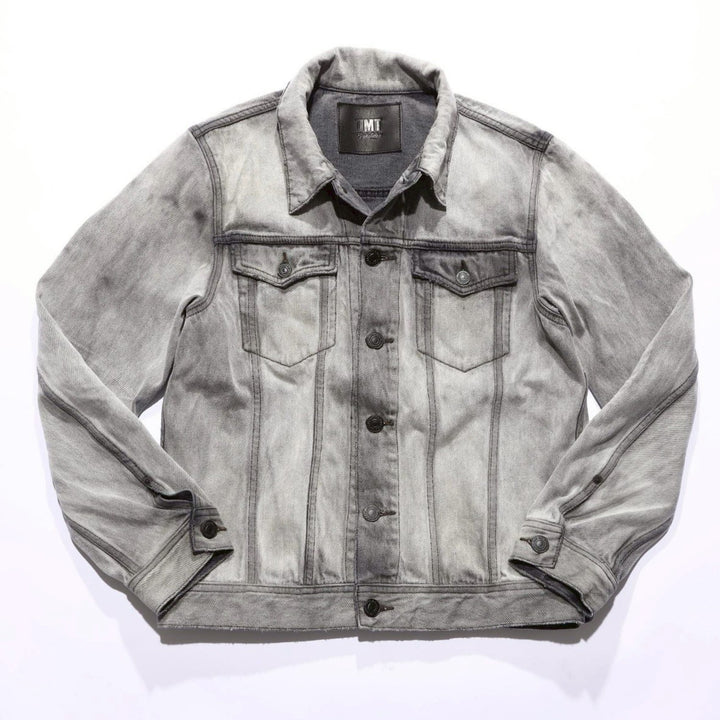 12oz SOFT BLACK DENIM TRUCKER JACKET LIGHT GREY