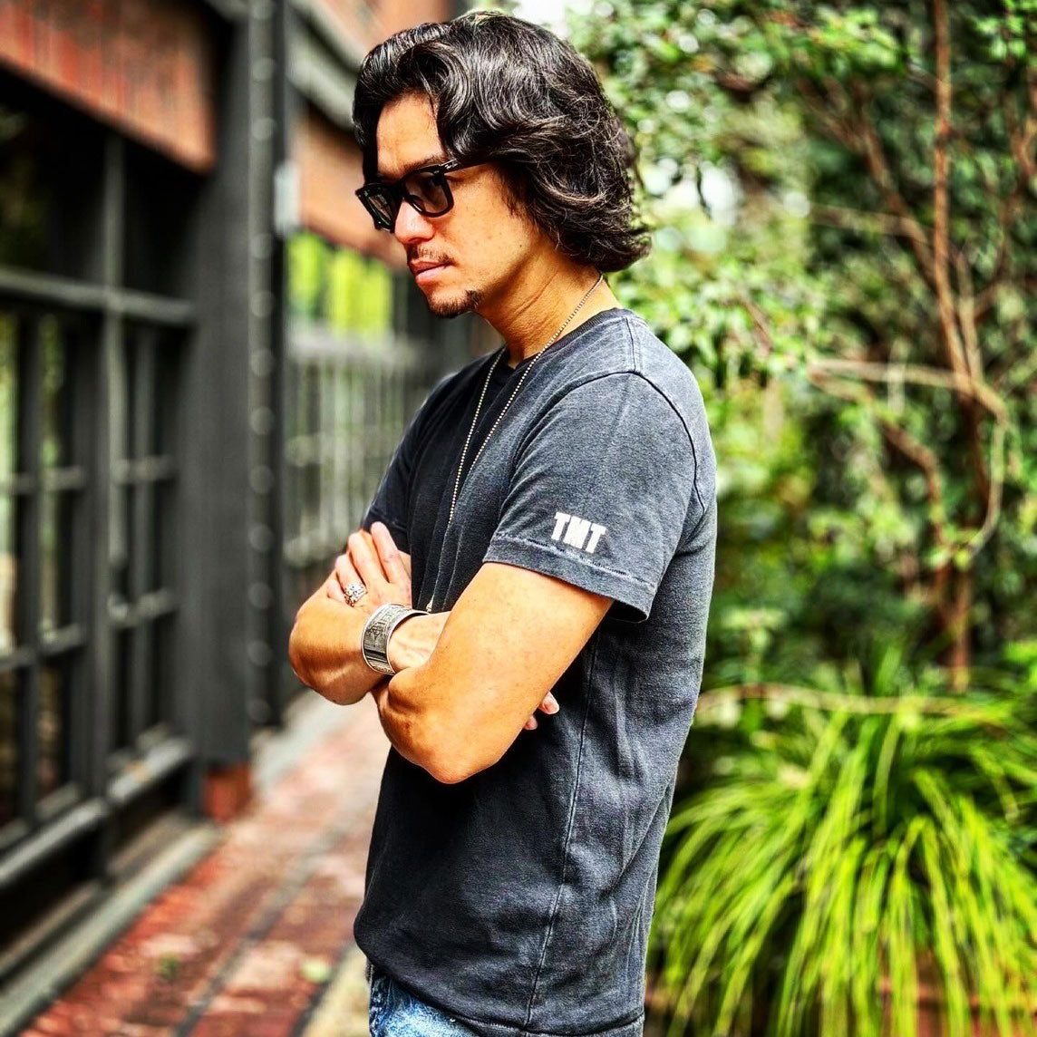 BLACK COTTON JERSEY S/S TEE