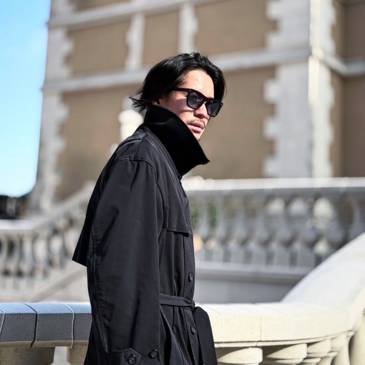 COTTONLIKE TWILL TRENCH COAT
