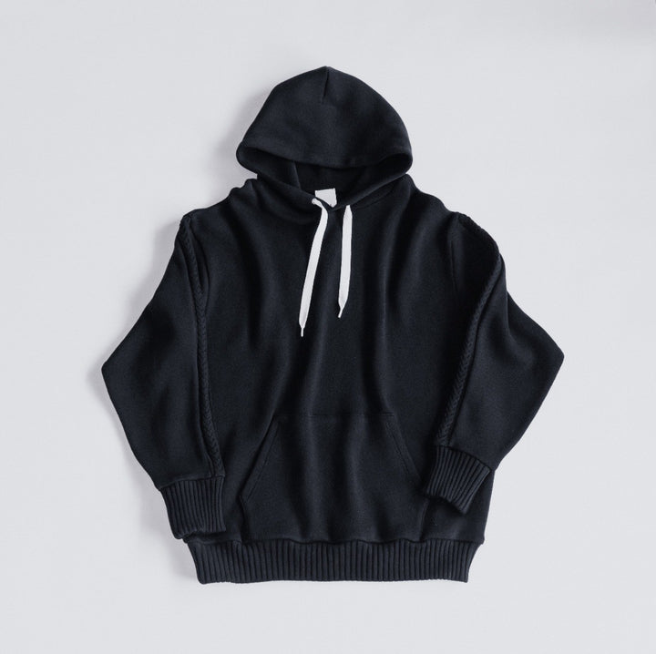 Compact spin cotton hoodie Black