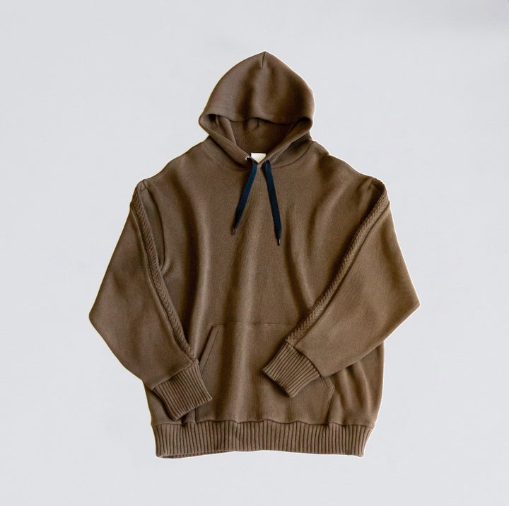 Compact spin cotton hoodie Brown
