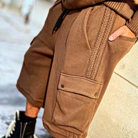 Compact spin cotton long shorts brown