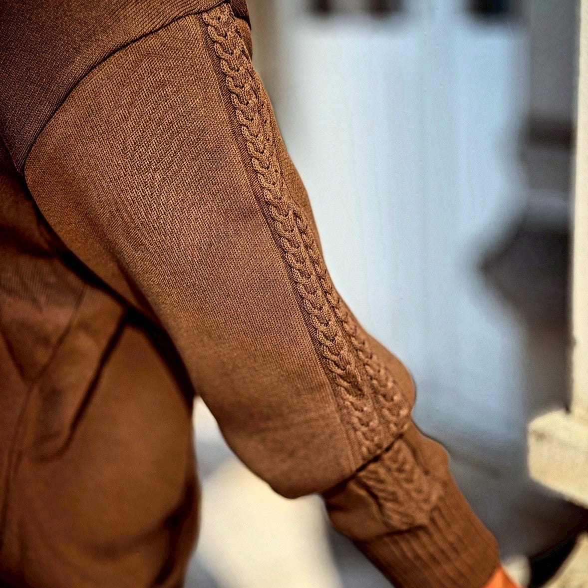 Compact spin cotton hoodie Brown