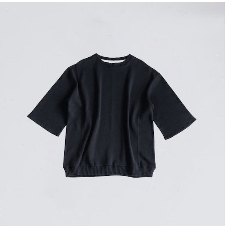 Compact spin cotton oversized pullover Black