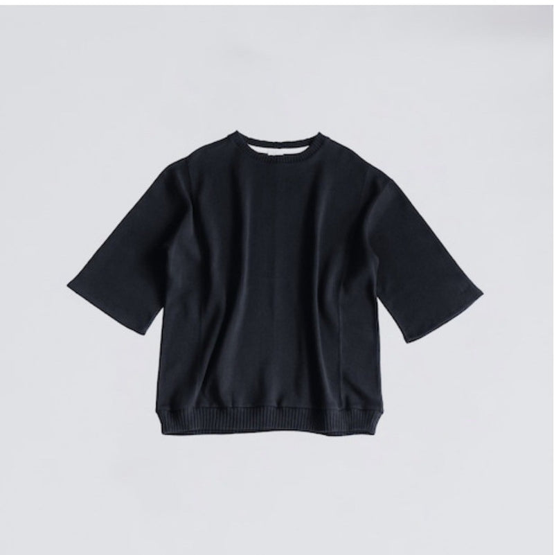 Compact spin cotton oversized pullover Black