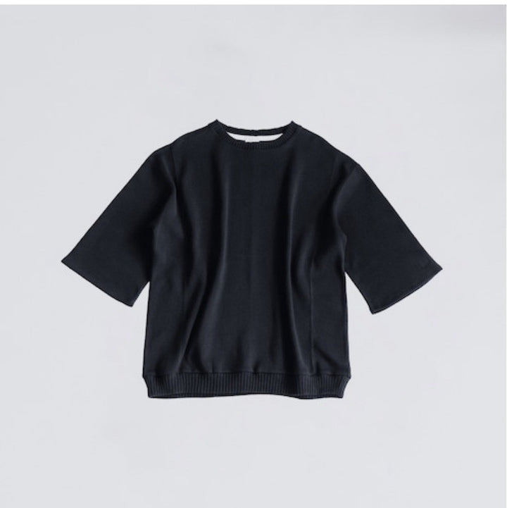 Compact spin cotton oversized pullover Black