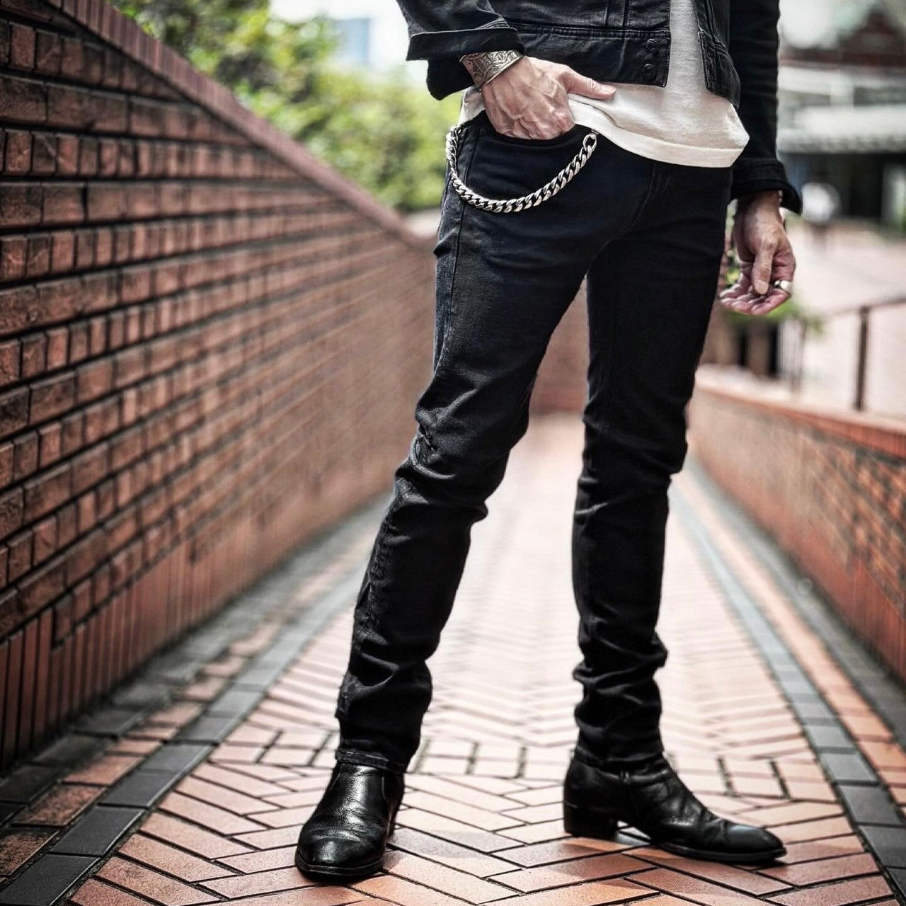STRETCH COMFY DENIM 5P SKINNY SLIM FIT #BLACK