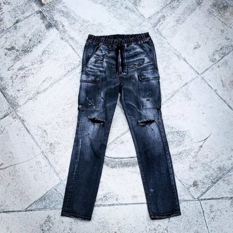 「DERANGE Crushed Special Edition」CLASH DENIM CARGO SKINNY PANTS