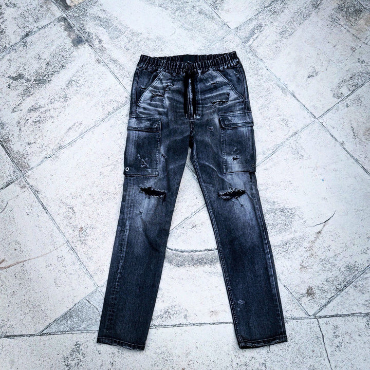 「DERANGE Crushed Special Edition」CLASH DENIM CARGO SKINNY PANTS