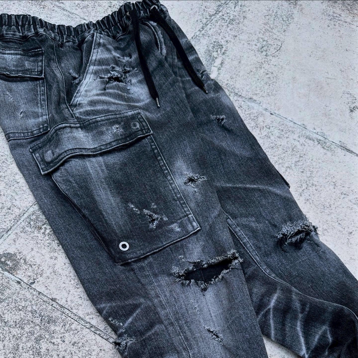 「DERANGE Crushed Special Edition」CLASH DENIM CARGO SKINNY PANTS