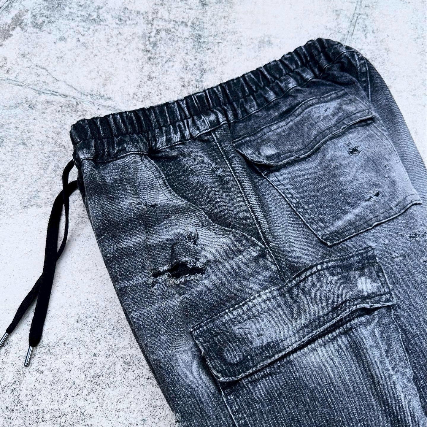 「DERANGE Crushed Special Edition」CLASH DENIM CARGO SKINNY PANTS