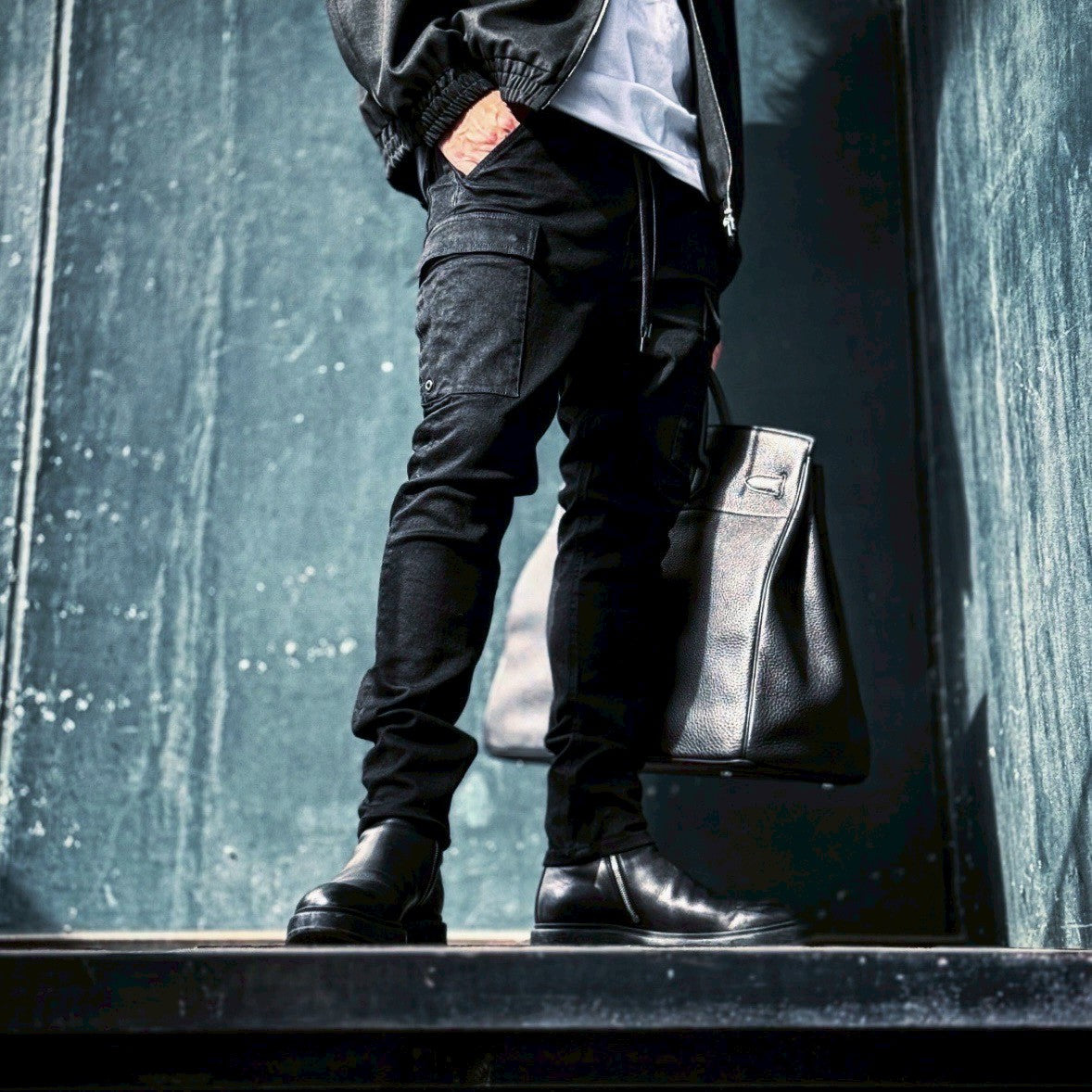 「DERANGE（デランジ）」ONE WASH DENIM CARGO SKINNY PANTS