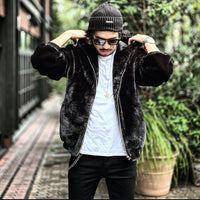 THE BAR別注フェイクミンクフード付ブルゾン「MOUSSES（ムース）」#ブラック