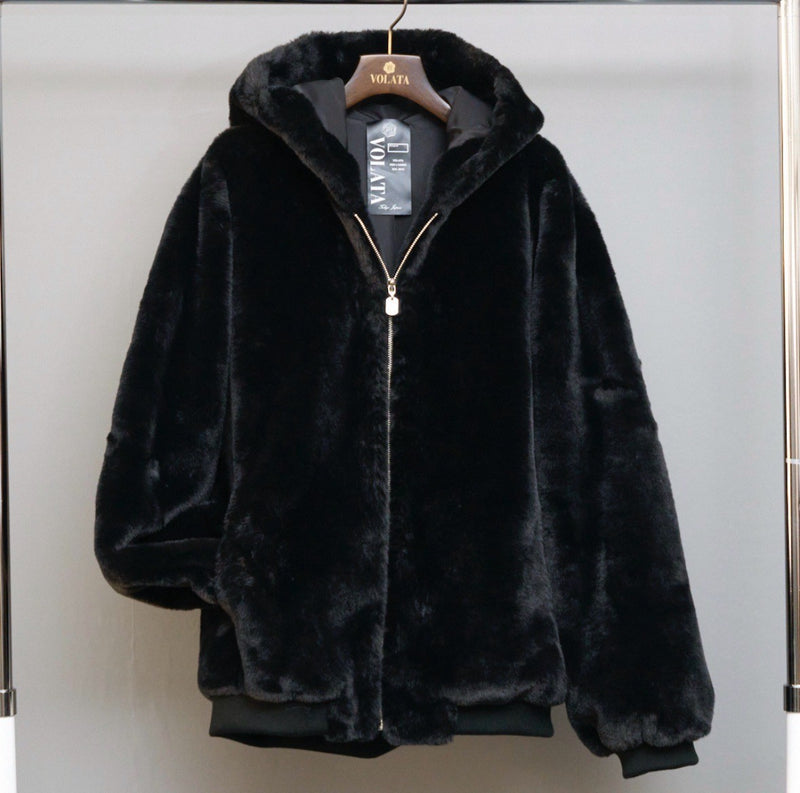 THE BAR別注フェイクミンクフード付ブルゾン「MOUSSES（ムース