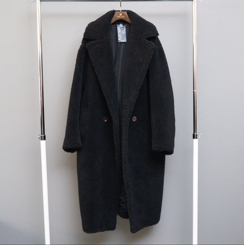 THE BAR別注フェイクボアロングコート「SALDO（サルド）」#ブラック ※通常釦