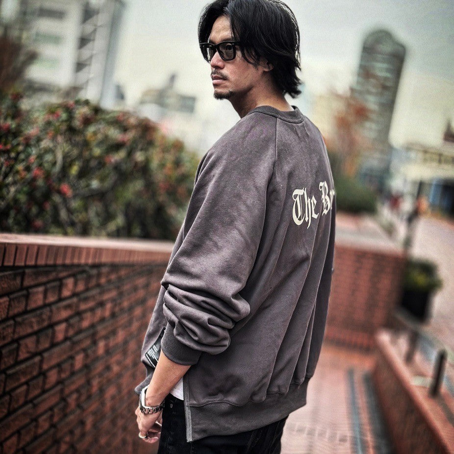 THE BAR x WIZZARD PRINT SIDE ZIP SWEAT "THE BAR LOGO" #CHARCOAL