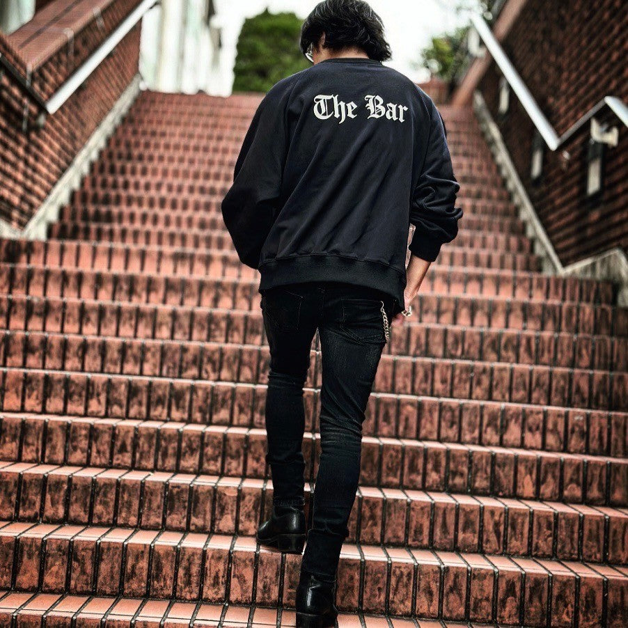 THE BAR x WIZZARD PRINT SIDE ZIP SWEAT "THE BAR LOGO" #BLACK