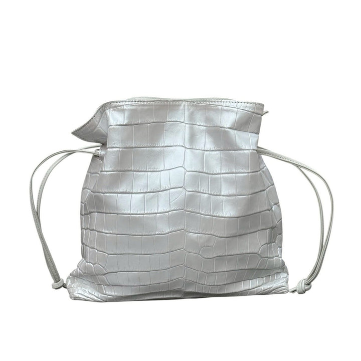 パール加工クロコダイル巾着バッグ『RODEO（ロデオ）』パールホワイト