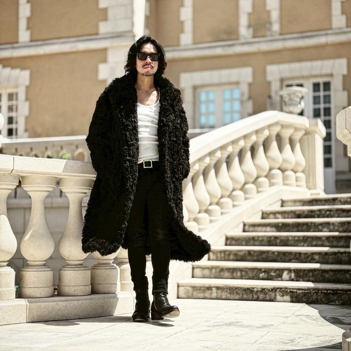 フェイクカルガンロングコート「Rougeard（ルジャール）」 ブラック