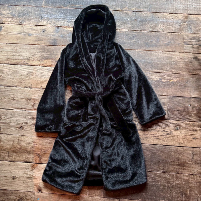 フェイクミンクフード付きロングコート「SALMON（サルモン