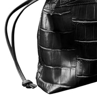【THE BAR別注カラー】パール加工クロコダイル巾着バッグ『RODEO（ロデオ）』ブラック