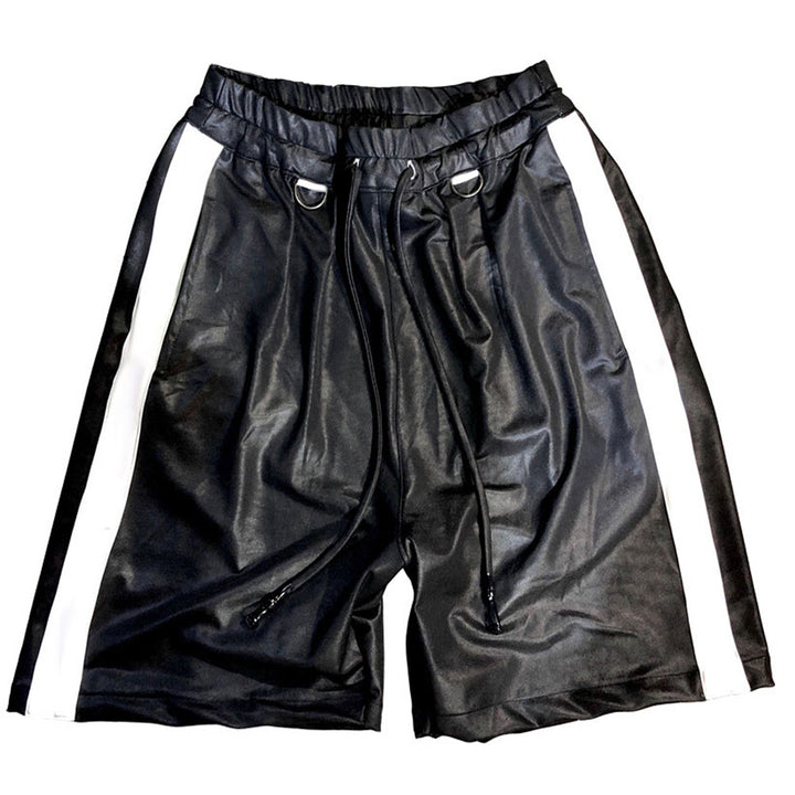 MC2829 Stretch Eco Leather Beach Shorts #09 Black x White