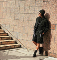 Wool felt cable coach jacket Black