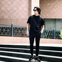 Stretch Nylon Back Slim Biker Rib Pants