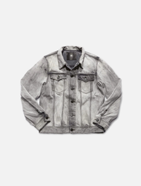 12oz SOFT BLACK DENIM TRUCKER JACKET LIGHT GREY