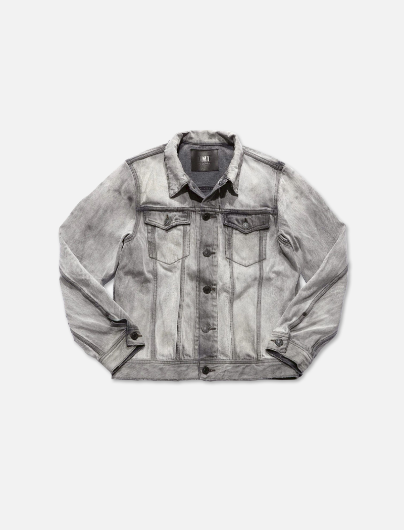12oz SOFT BLACK DENIM TRUCKER JACKET LIGHT GREY