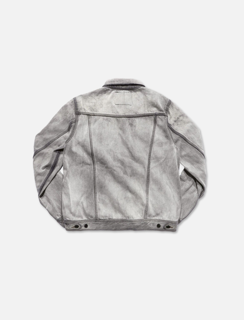 12oz SOFT BLACK DENIM TRUCKER JACKET LIGHT GREY