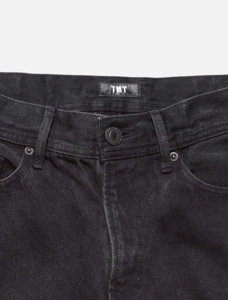 12oz SOFT BLACK DENIM 5P STRAIGHT BLACK