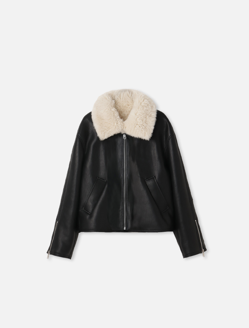 Fake mouton jacket Black/Ivory