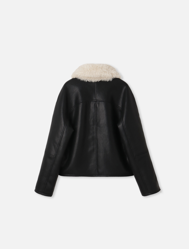 Fake mouton jacket Black/Ivory