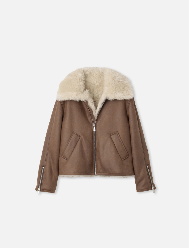Fake mouton jacket Brown/Ivory