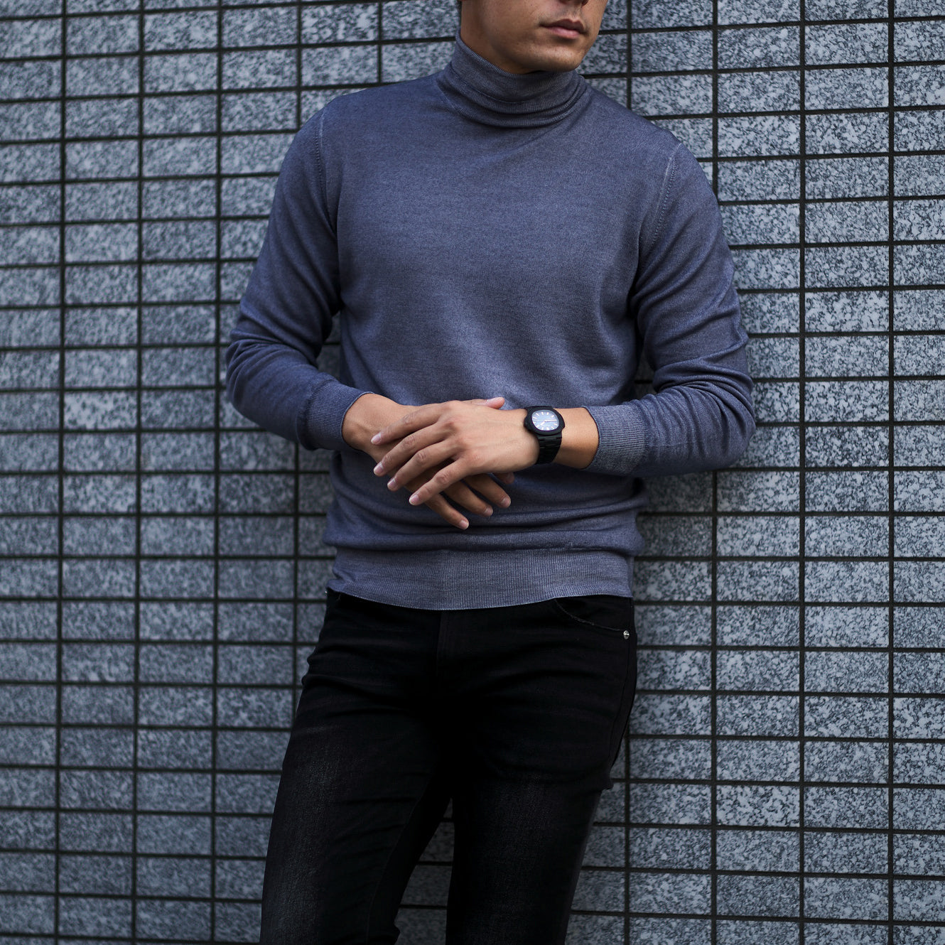 John ストーンウォッシュウール タートルネック セーター グレー – THE BAR